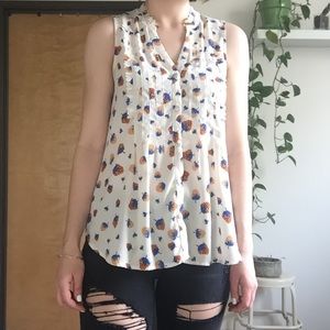 Cheery Anthropologie Button-down Tank